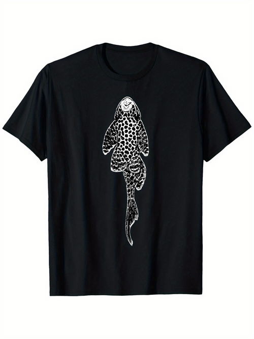Men's Graphic T-Shirt Black Spotted Underwater Ocean Pattern Featuring Graceful Whale Shark