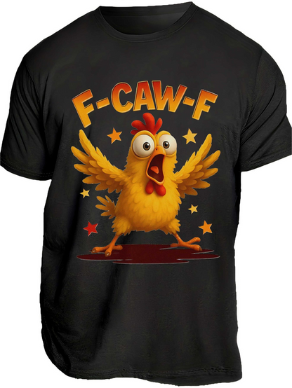 Men's Graphic T-Shirt F CAW F Vibrant Cartoon Chicken With Stars On Graphic Illustration Chicken
