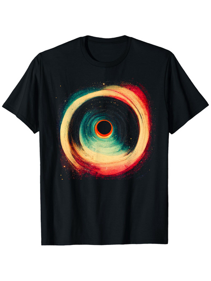 Men's Graphic T-Shirt Radiant Cosmic Swirling Vortex With Fiery Neon Colors Black Hole