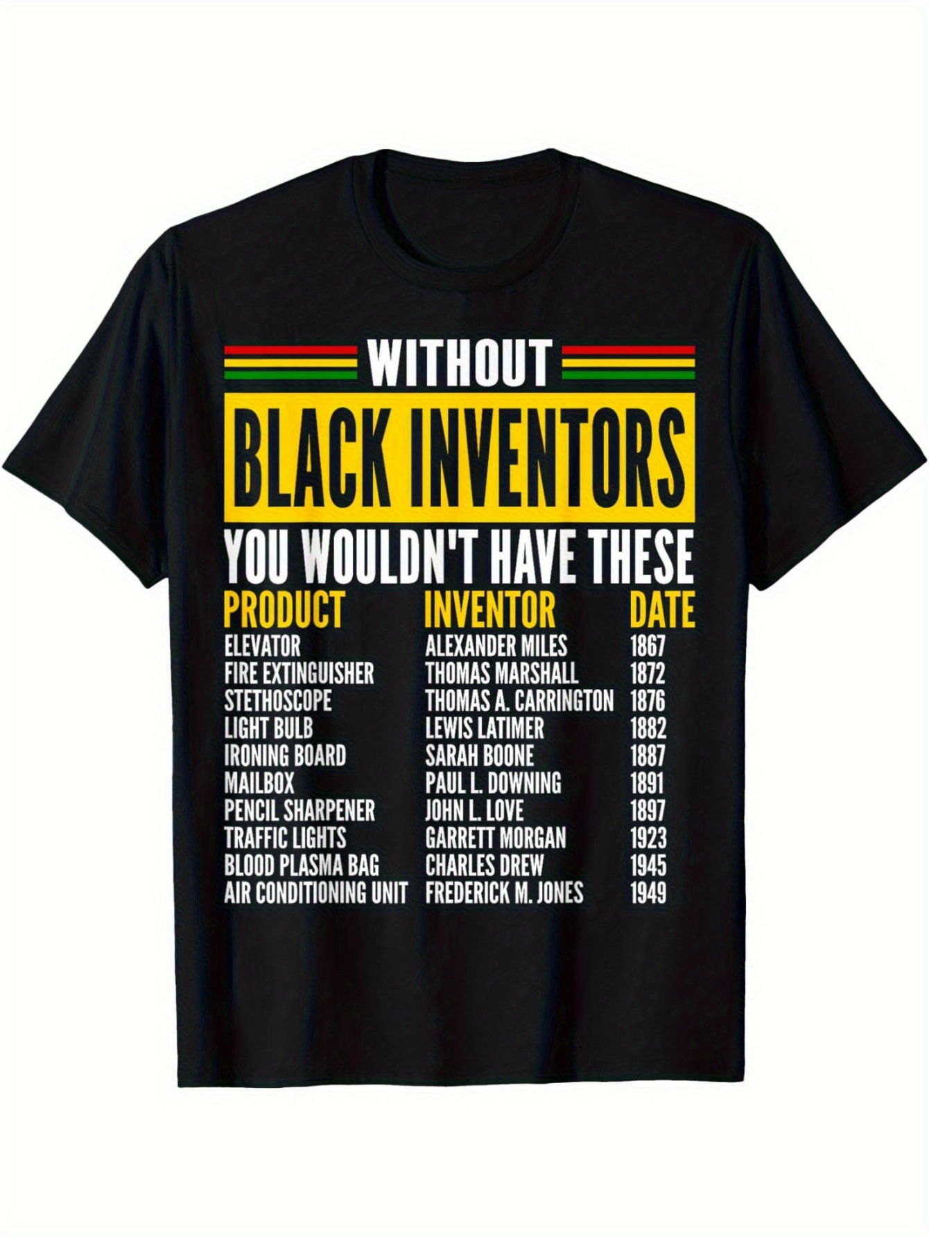 Men's Graphic T-Shirt Without Black Inventors Inspiring List Of Historical Achievements On Black T Shirt