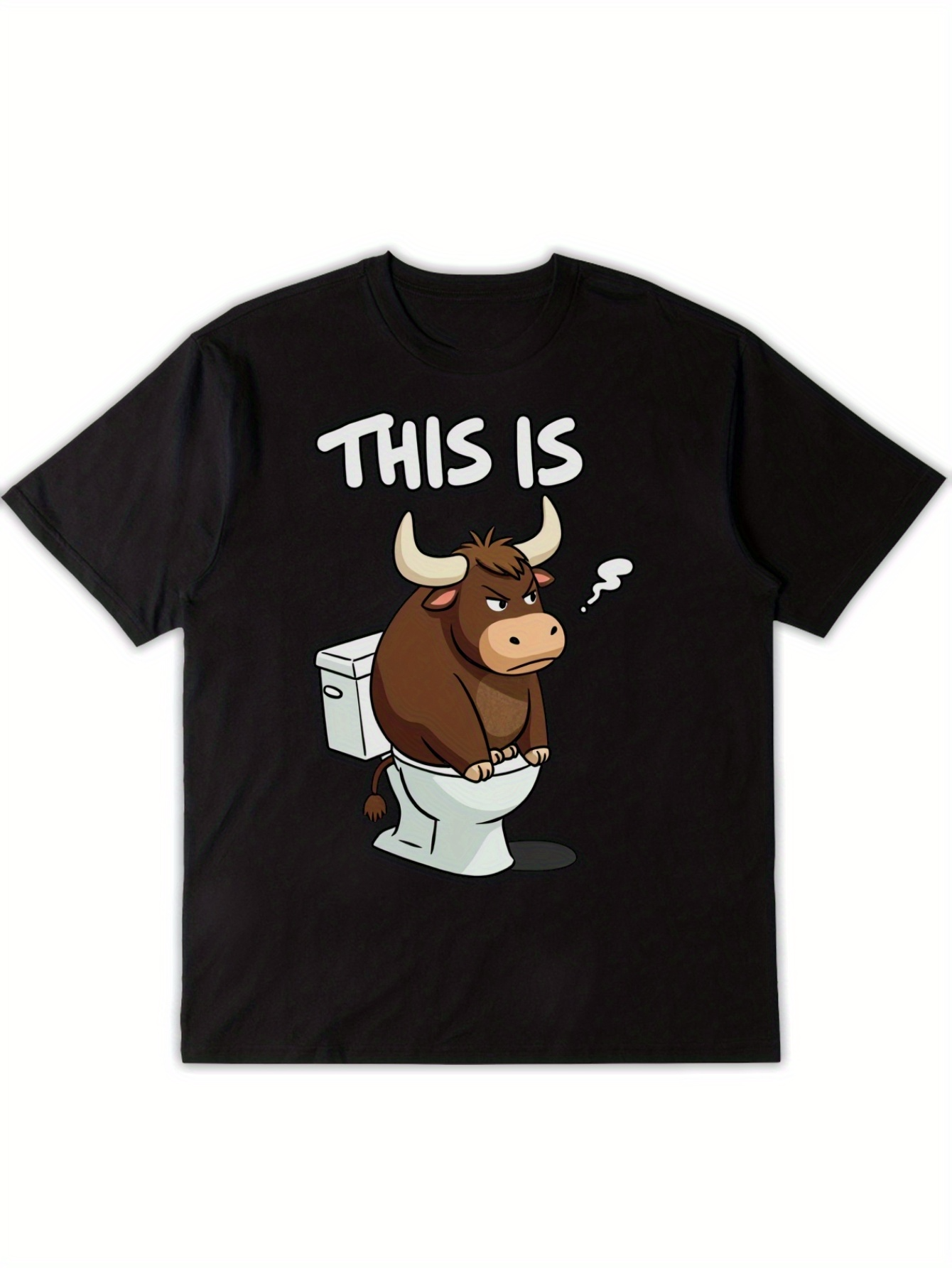 Men's Graphic T-Shirt This Is Grumpy Brown Bull Sitting On Toilet