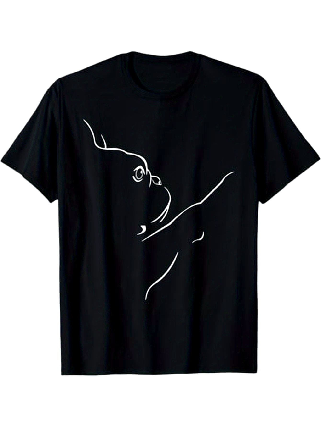 Men's Graphic T-Shirt Minimalist White Lines Forming Abstract Elephant Art On Black Fabric T Shirt