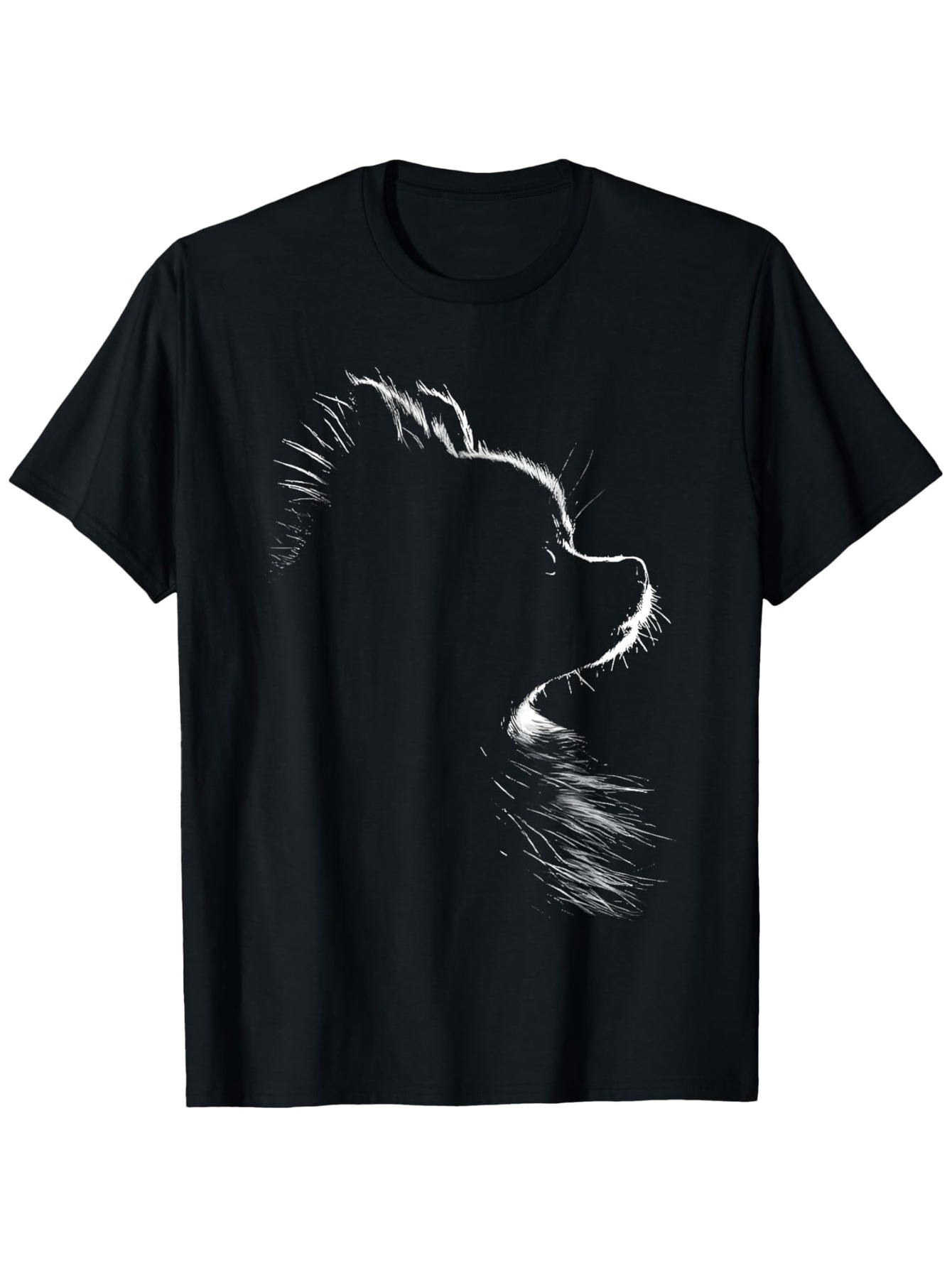 Men's Graphic T-Shirt Soft Brush Strokes Highlighting Silhouette Among Black Shadows Dog