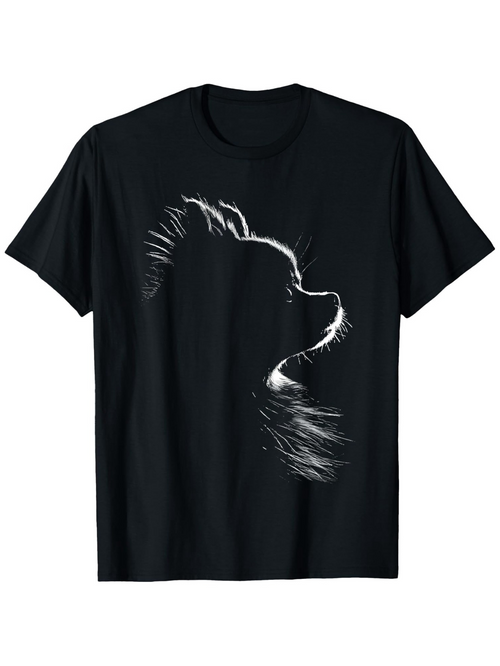 Men's Graphic T-Shirt Soft Brush Strokes Highlighting Silhouette Among Black Shadows Dog