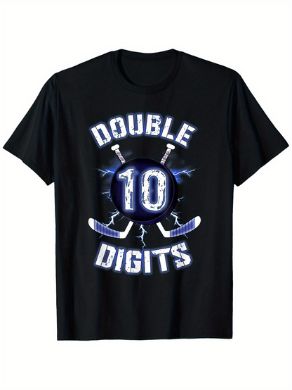 Men's Graphic T-Shirt Double Digits With Hockey Sticks Lightning Effects And Number Ten