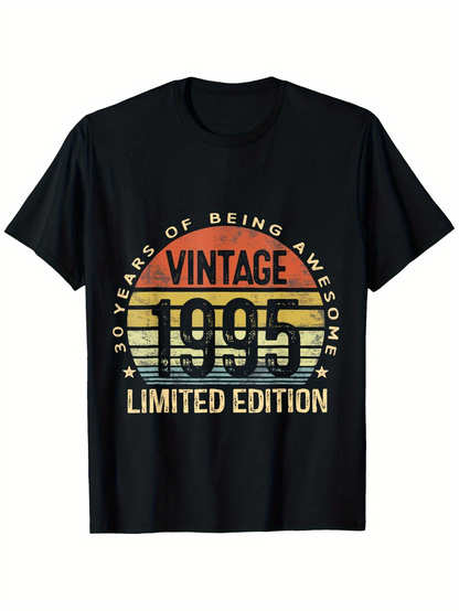 Men's Graphic T-Shirt Vintage Retro Stripes With Faded Sunset Anniversary Year Print