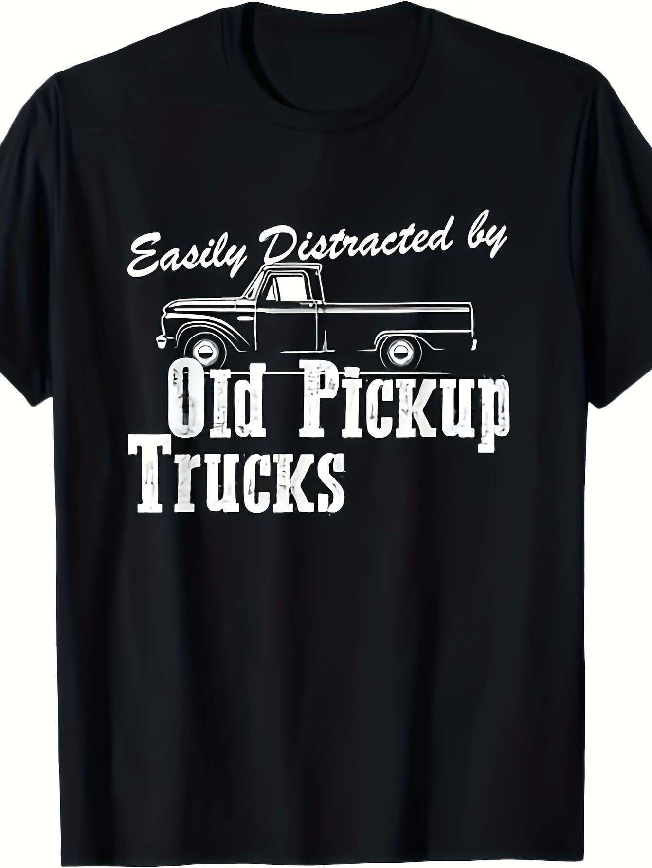 Men's Graphic T-Shirt Easily Distracted By Old Pickup Trucks With Classic Car Graphic