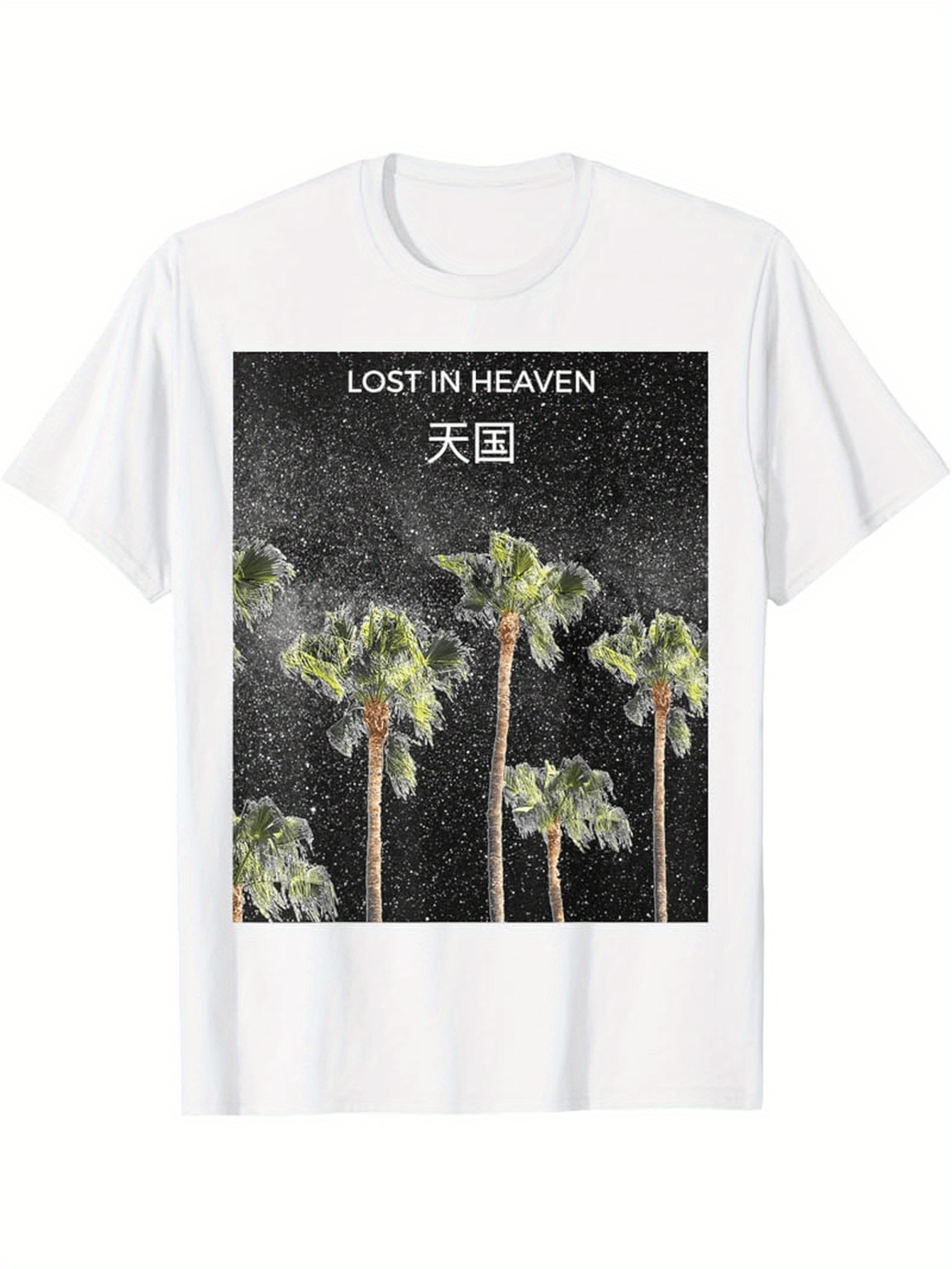 Men's Graphic T-Shirt Lost In Heaven Starry Night With Tall Palm Trees