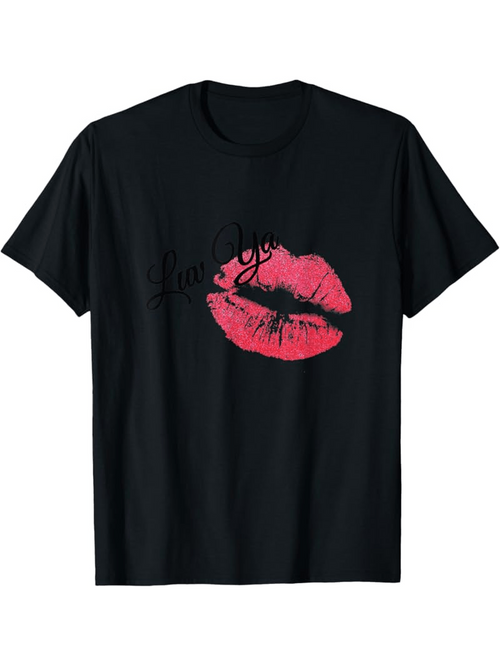 Men's Graphic T-Shirt Love You With Vivid Red Lip Print Kiss