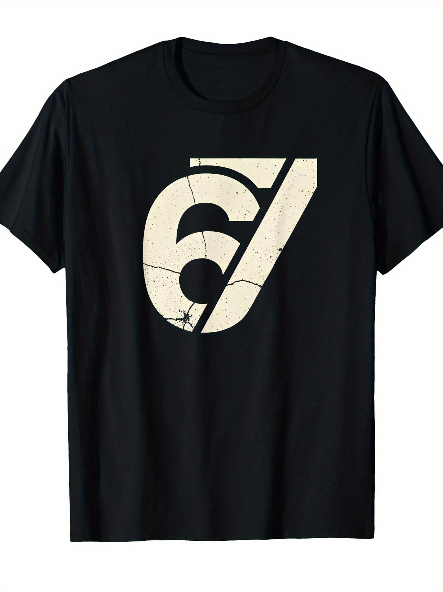 Men's Graphic T-Shirt Distressed Vintage Look Retro Cracked Number Six Seven