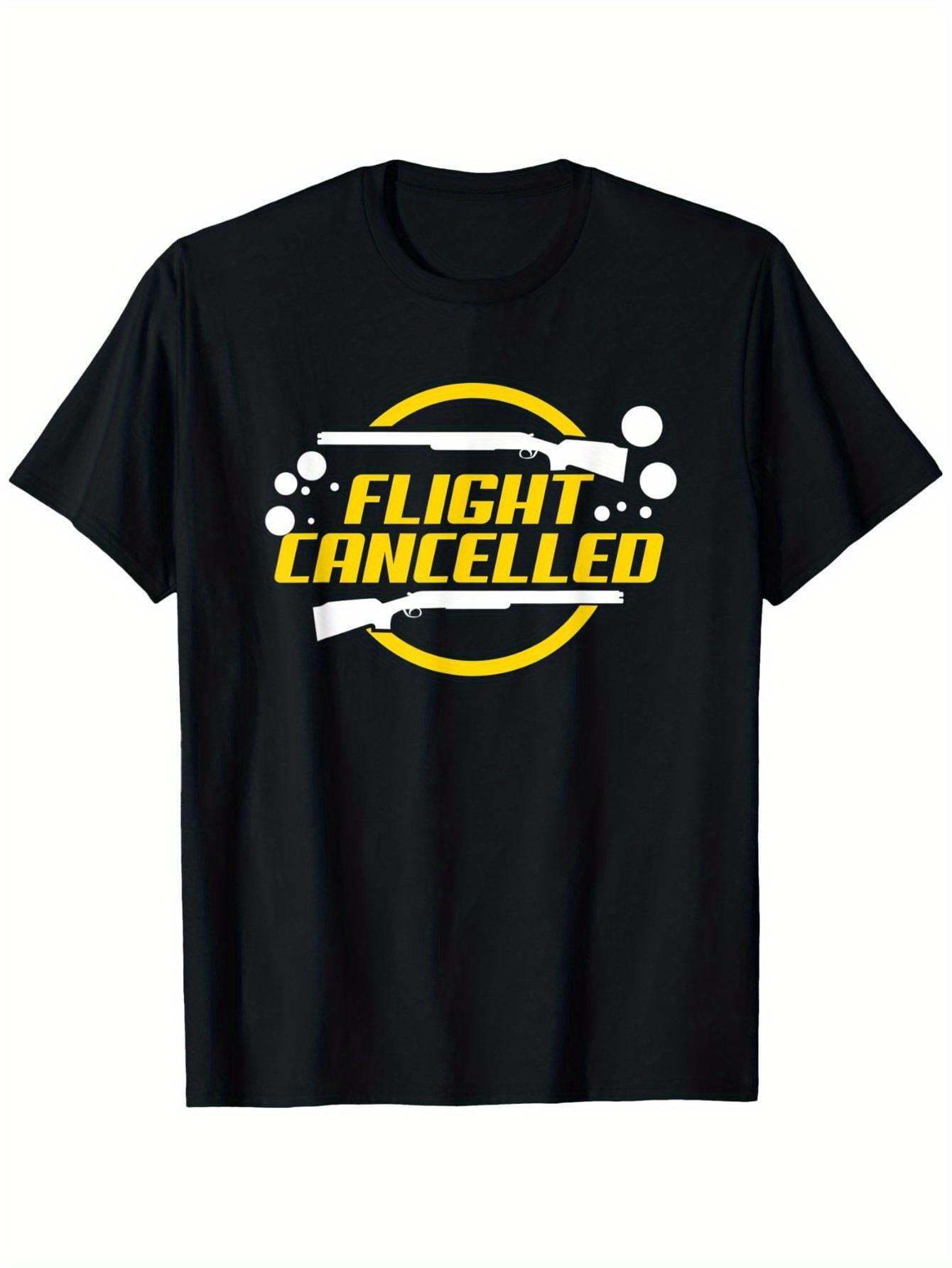 Men's Graphic T-Shirt Flight Cancelled Bold Lettering With Graphic Elements Surrounding Yellow Circle