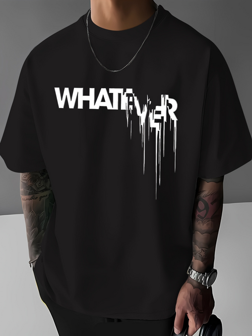 Men's Graphic T-Shirt Whatever Melting Descending Letters Abstract Modern Typography