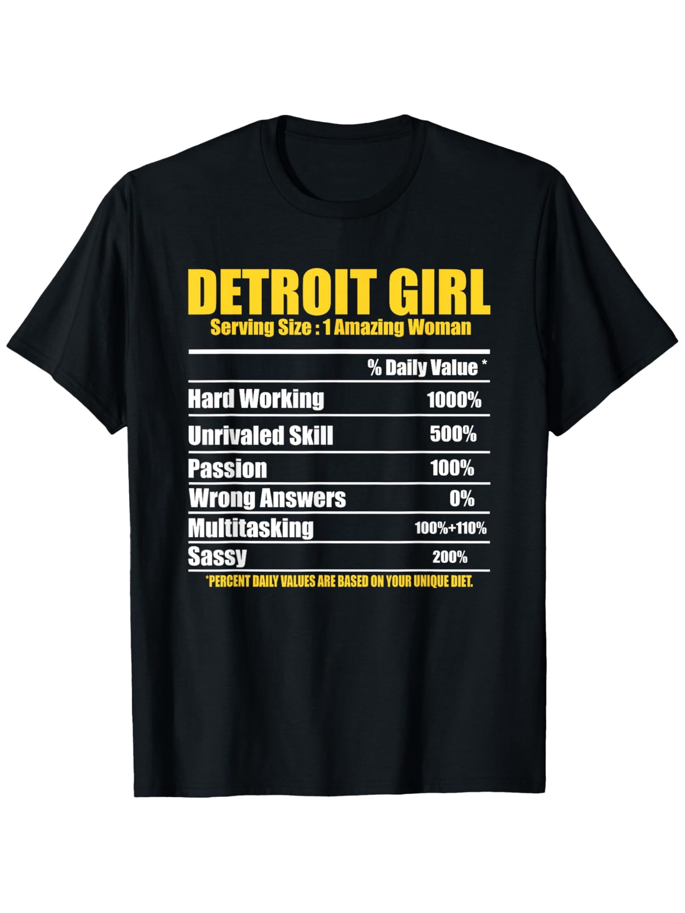 Men's Graphic T-Shirt Detroit Girl Sassy Attitude With Nutrition Label Inspired Graphic