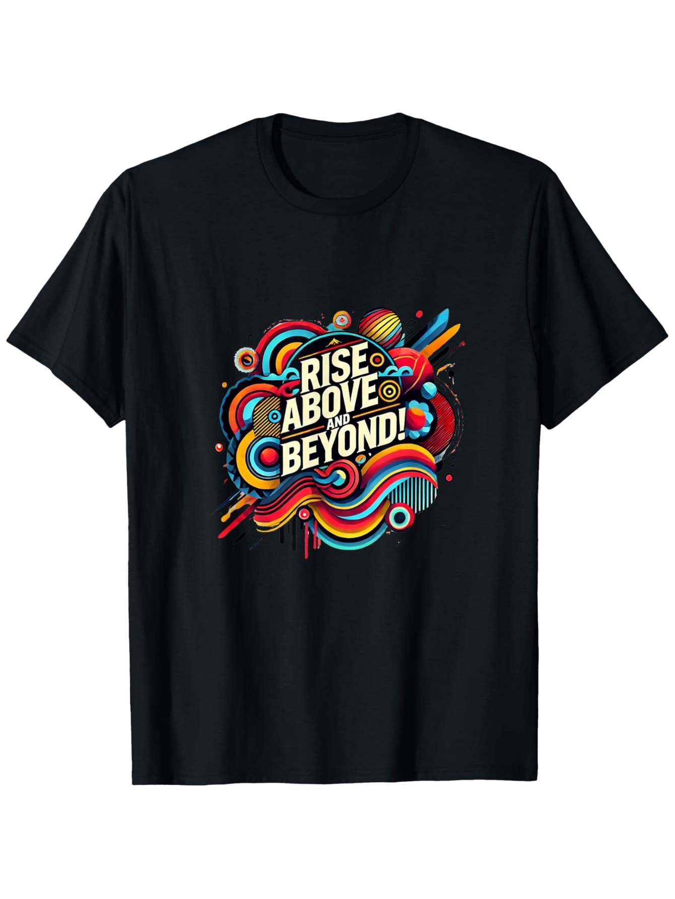 Men's Graphic T-Shirt Rise Above Beyond With Colorful Swirling Lines And Vibrant Abstract Pattern
