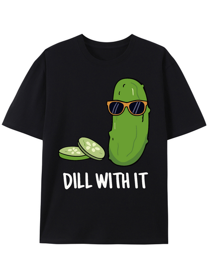 Men's Graphic T-Shirt Dill With It Cool Sunglasses Pickle With Sliced Cucumber Design Pickle