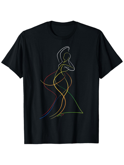 Men's Graphic T-Shirt Colorful Flowing Lines Forming Silhouette Of Elegant Woman