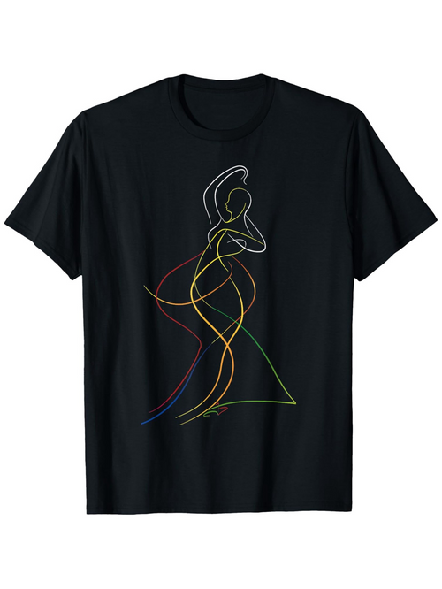 Men's Graphic T-Shirt Colorful Flowing Lines Forming Silhouette Of Elegant Woman