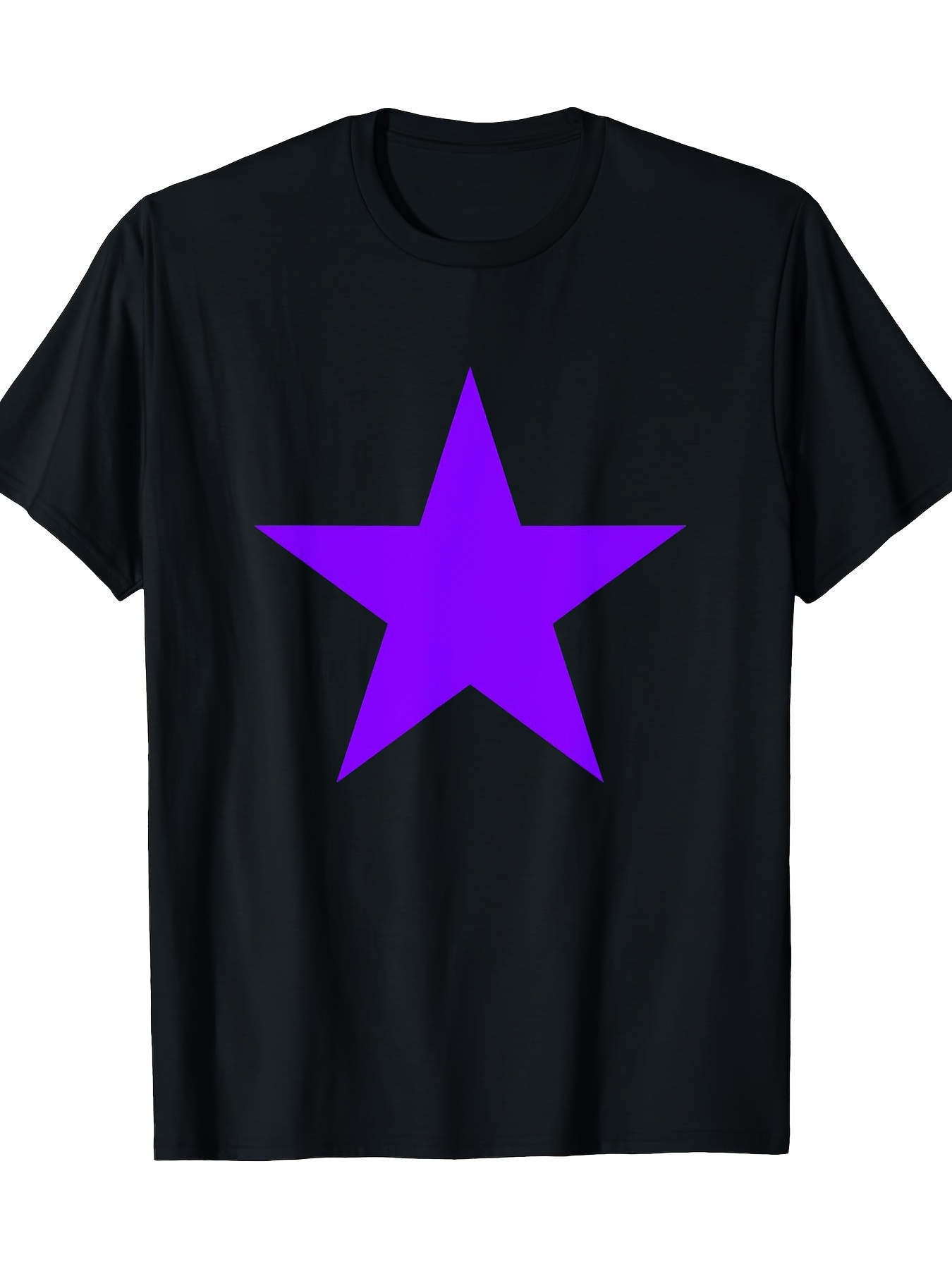 Men's Graphic T-Shirt Vivid Purple Star On Midnight Black T Shirt