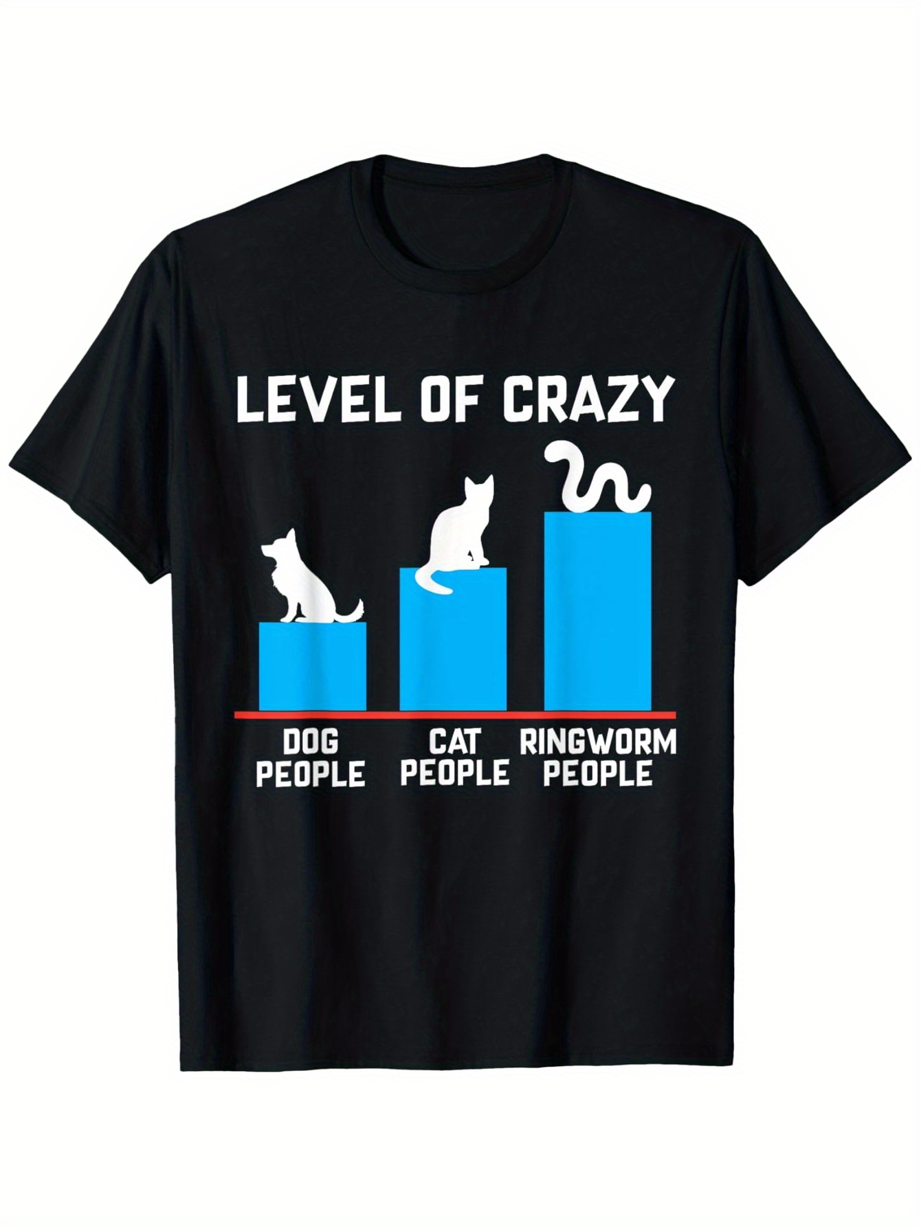 Men's Graphic T-Shirt Level Of Crazy With Dog Cat And Snake Bar Graph