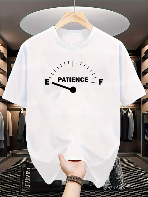 Men's Graphic T-Shirt Patience Meter Graphic With Black Gauge And Bold Letters T Shirt