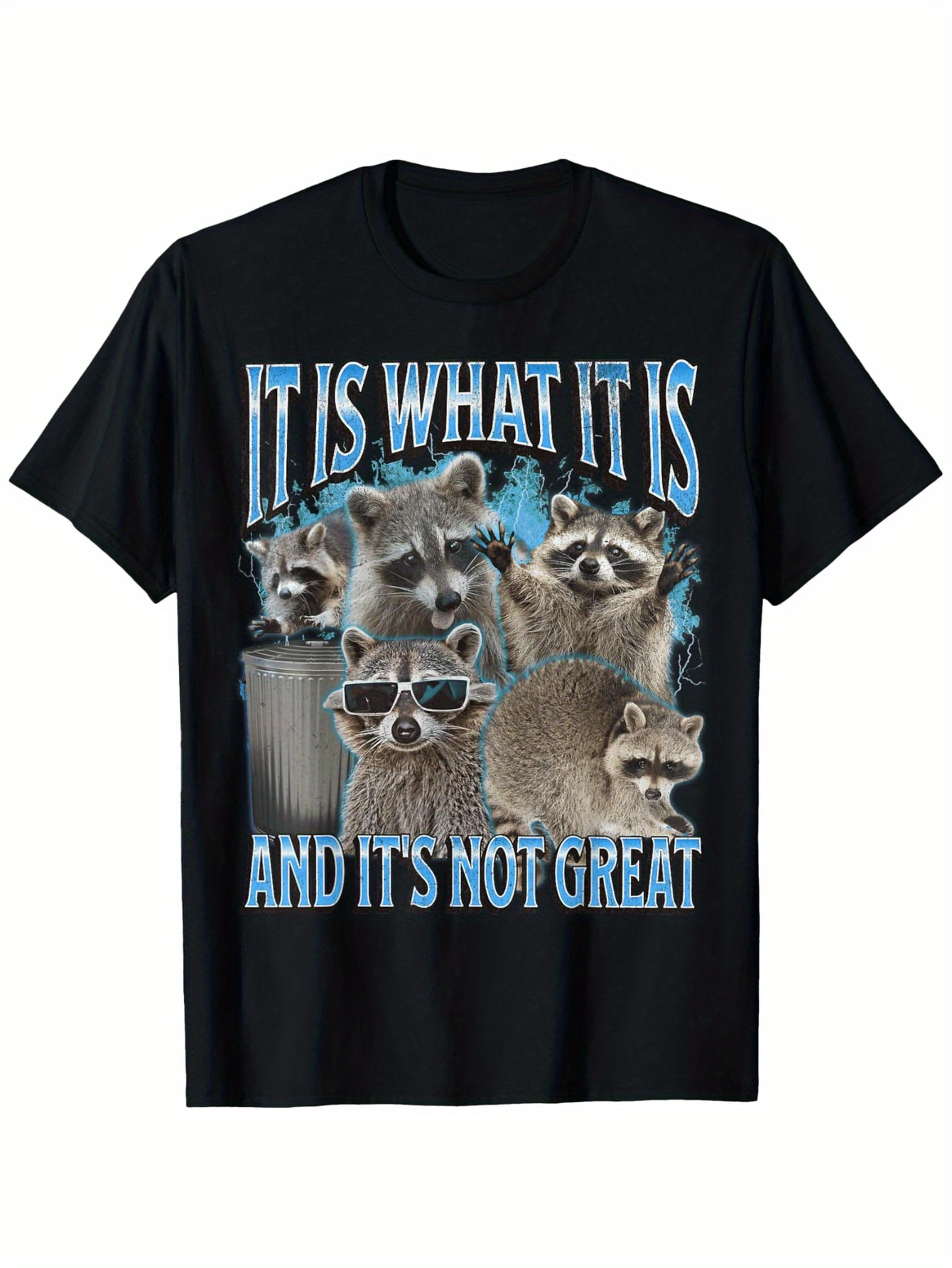 Men's Graphic T-Shirt It Is What It Is And Its Not Great With Cool Raccoons And Trash Bin