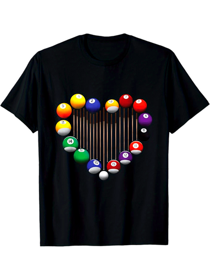 Men's Graphic T-Shirt Colorful Pool Balls Arranged In A Heart Shaped Cluster