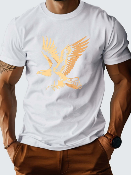 Men's Graphic T-Shirt Golden Wings Extended In Majestic Flight Over Calm Air Eagle