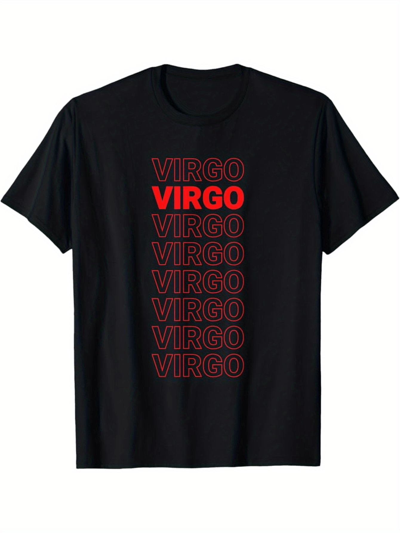 Men's Graphic T-Shirt Red Repeated Bold Lettering With Modern Zodiac Virgo Text