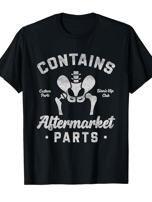 Men's Graphic T-Shirt Contains Aftermarket Parts With Vintage Skeleton Among Bone Hip Joint