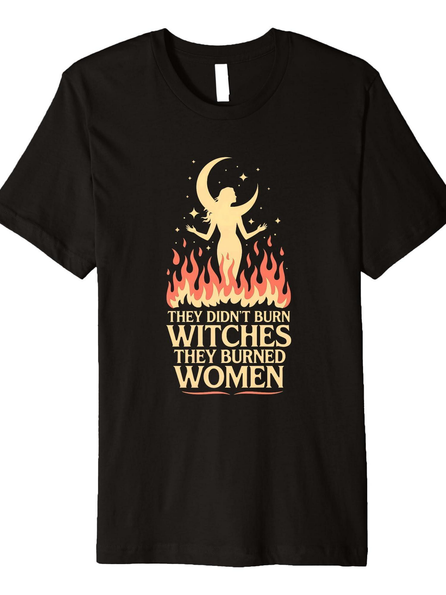 Men's Graphic T-Shirt Rising From Flames Under Crescent Moon Silhouette Woman