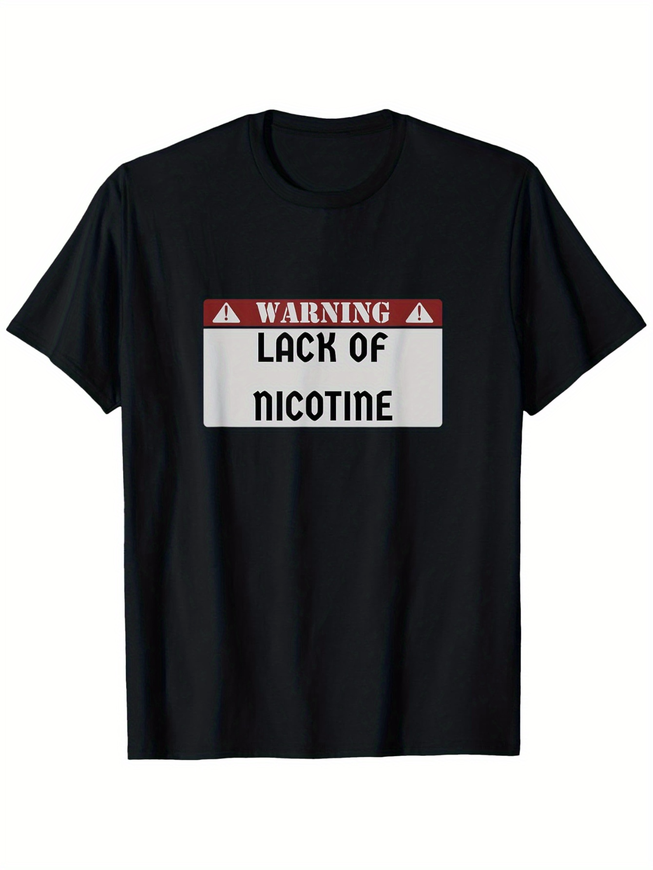 Men's Graphic T-Shirt Warning Red Panel With Bold Black Text And Rectangular Sign T Shirt