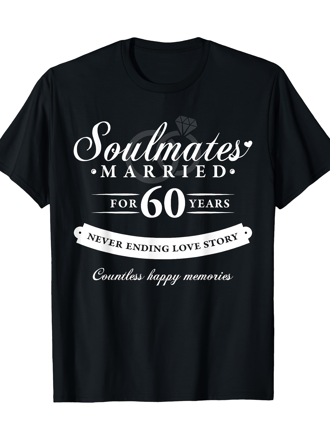 Men's Graphic T-Shirt Soulmates Married For Sixty Years Never Ending Love Story Countless Happy Memories Black T Shirt