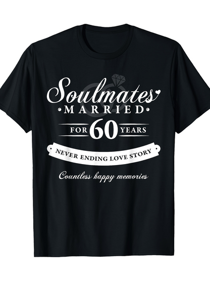 Men's Graphic T-Shirt Soulmates Married For Sixty Years Never Ending Love Story Countless Happy Memories Black T Shirt