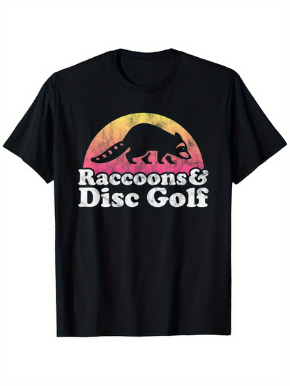 Men's Graphic T-Shirt Raccoons And Vintage Sunset Style With Sport Inspired Words Raccoon