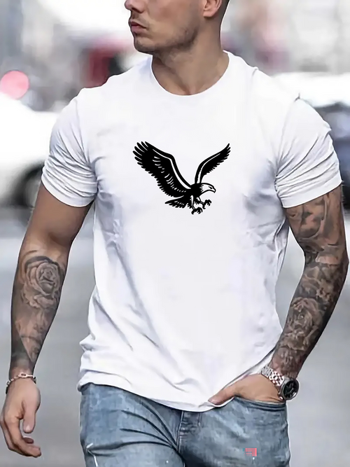 Men's Graphic T-Shirt Bold Striking Wings Spread Wide Over Flying Soaring Eagle