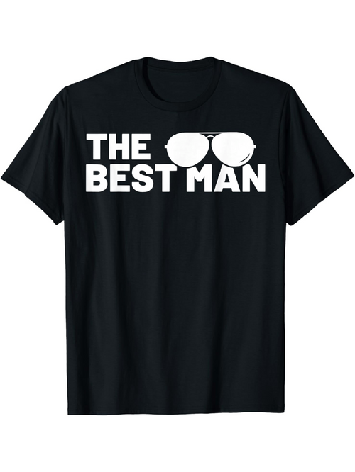 Men's Graphic T-Shirt The Best Man Bold White Letters With Sunglasses Graphic T Shirt