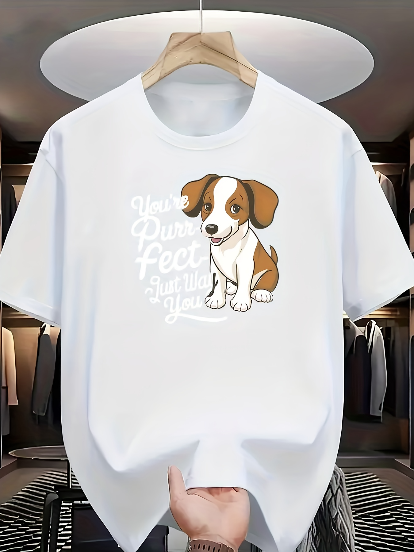 Men's Graphic T-Shirt You Are Pawsome Featuring A Cute Sitting Brown White Puppy