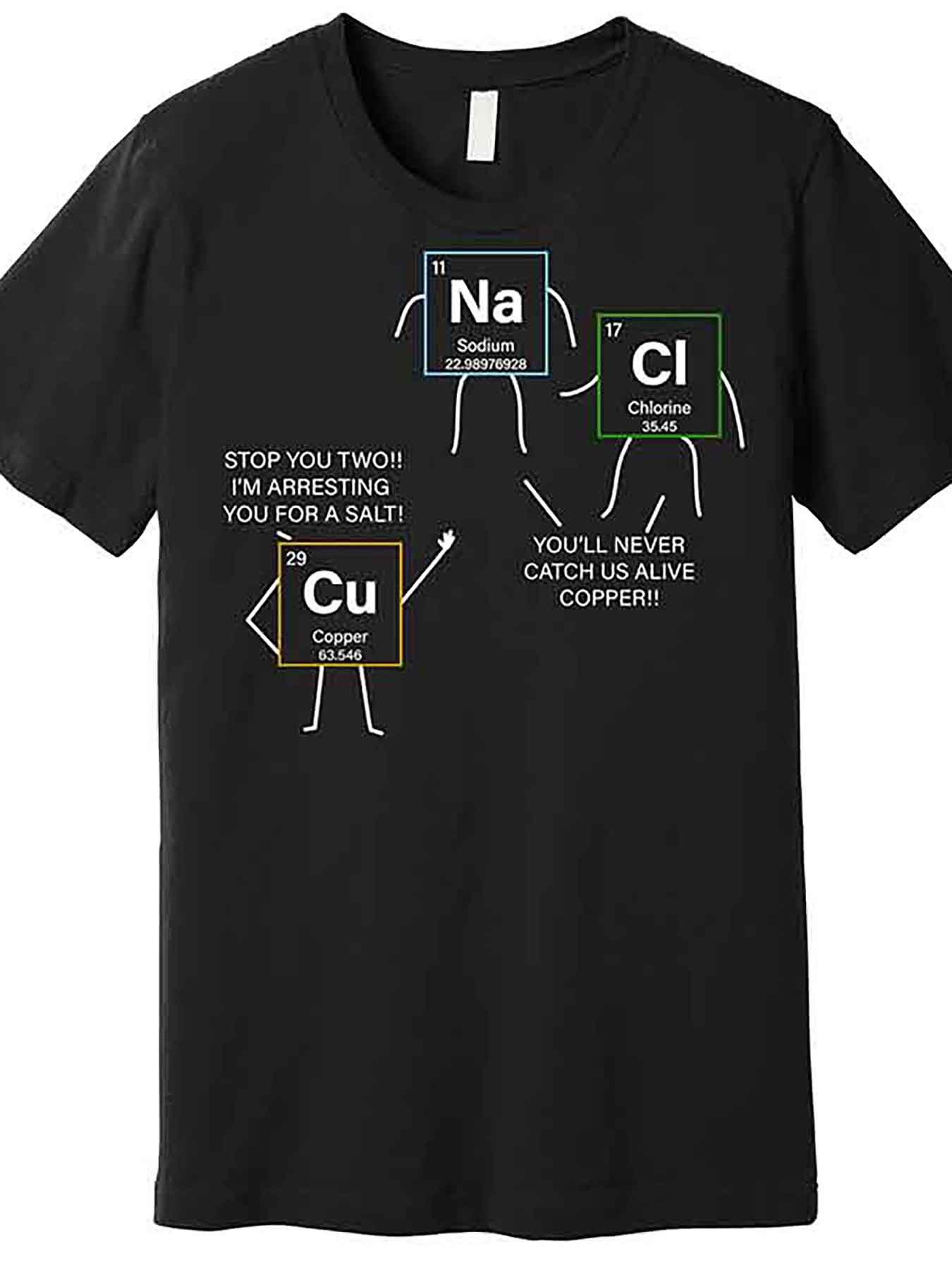 Men's Graphic T-Shirt Periodic Table Inspired Elements With Playful Cartoon Chemistry Characters