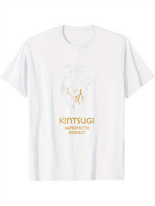 Men's Graphic T-Shirt Kintsugi Golden Lightning Over Subtle Abstract Vase Motif