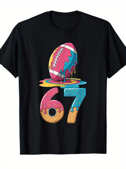 Men's Graphic T-Shirt Colorful Melted Pattern Number With Football