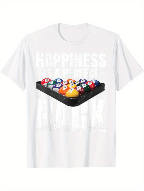 Men's Graphic T-Shirt Happiness Is A Perfect Rack Pool Balls Set Table