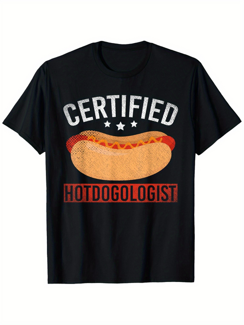 Men's Graphic T-Shirt Certified Juicy Grilled Sausage Bun With Ketchup Hot Dog