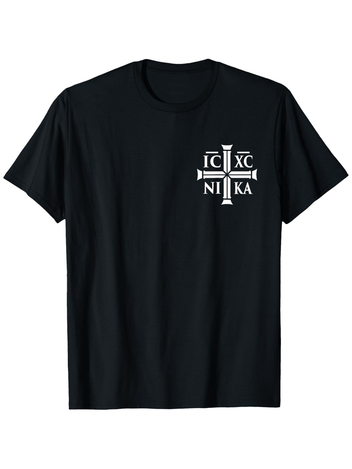 Men's Graphic T-Shirt White Orthodox Symbolic Letters With Cross And Religious Icons