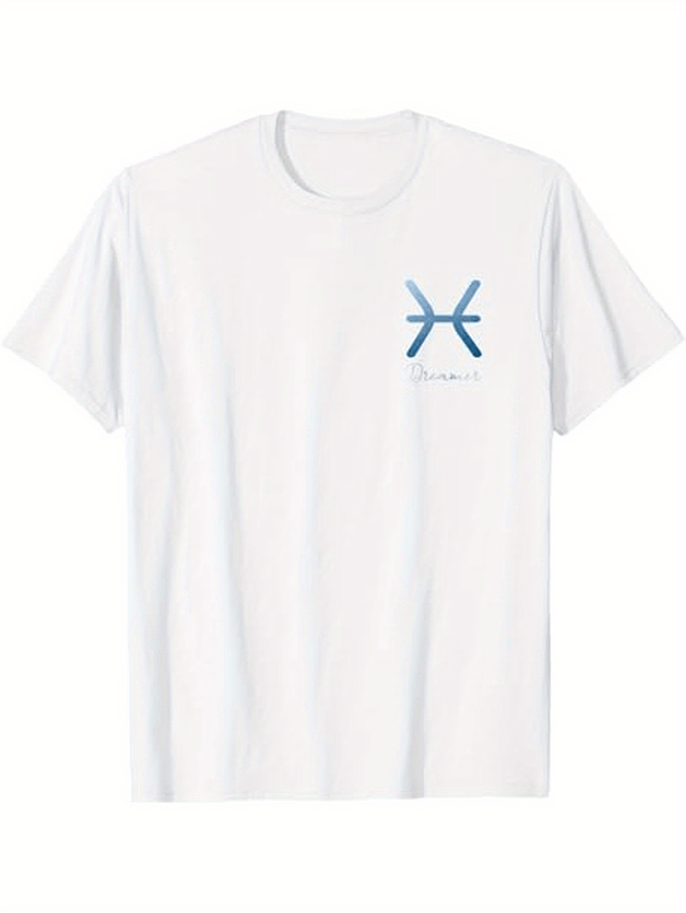 Men's Graphic T-Shirt Minimalist Blue Symbol Printed On White Cotton Tee