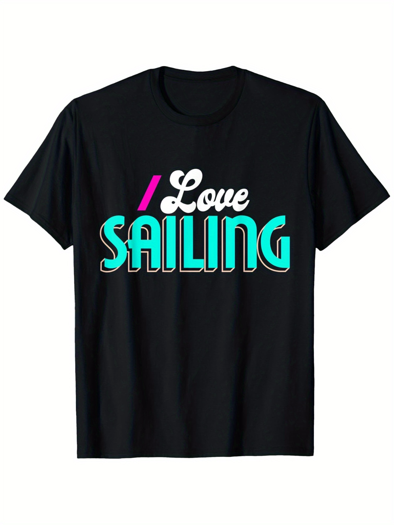 Men's Graphic T-Shirt Love Sailing Vibrant Retro Lettering With Minimal Graphic Sailing