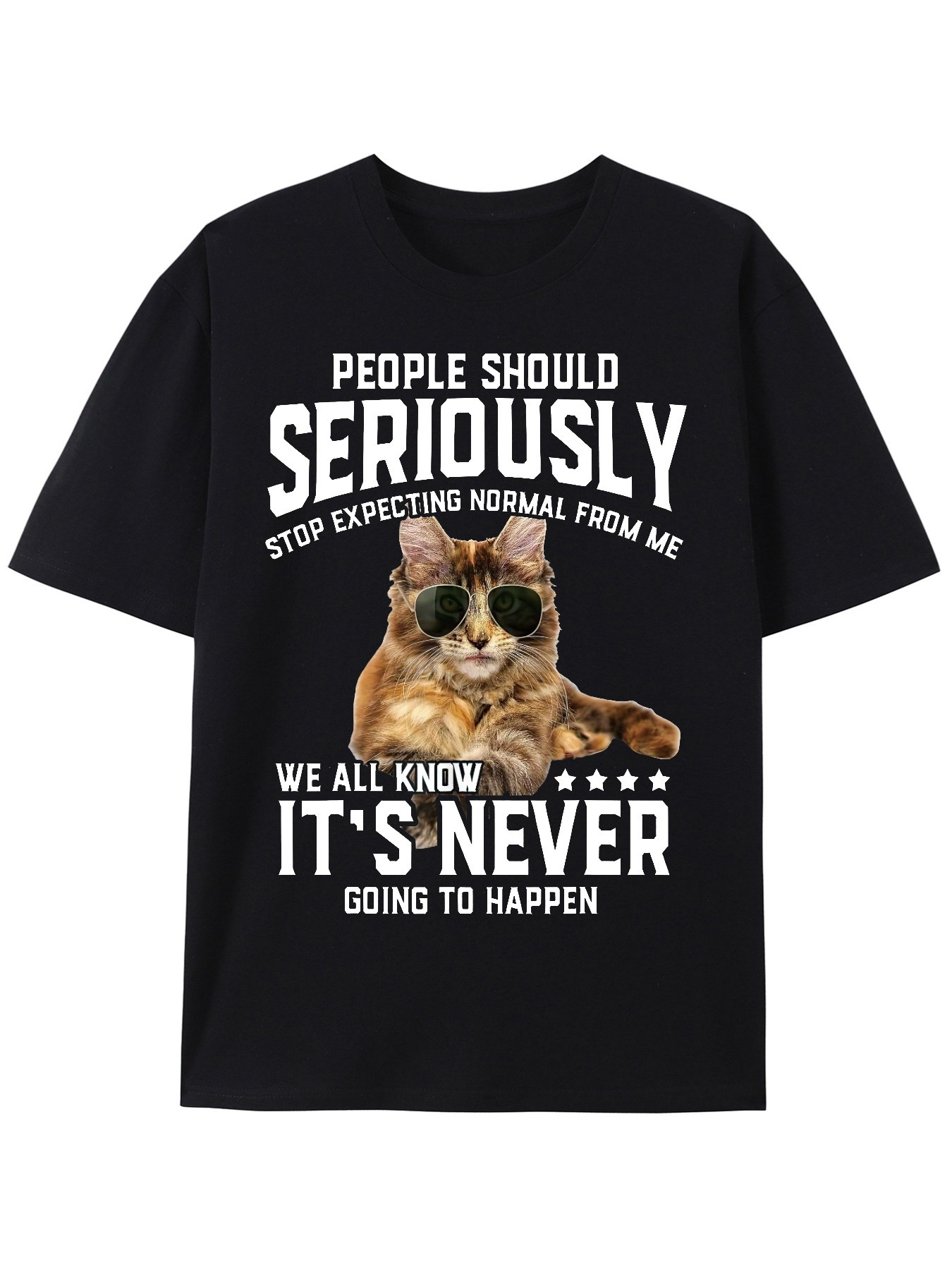 Men's Graphic T-Shirt People Should Seriously Sunglasses Cat With Playful Attitude Sitting Relaxed T Shirt