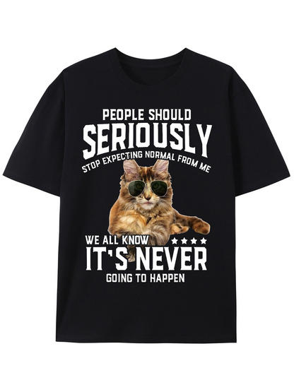 Men's Graphic T-Shirt People Should Seriously Sunglasses Cat With Playful Attitude Sitting Relaxed T Shirt