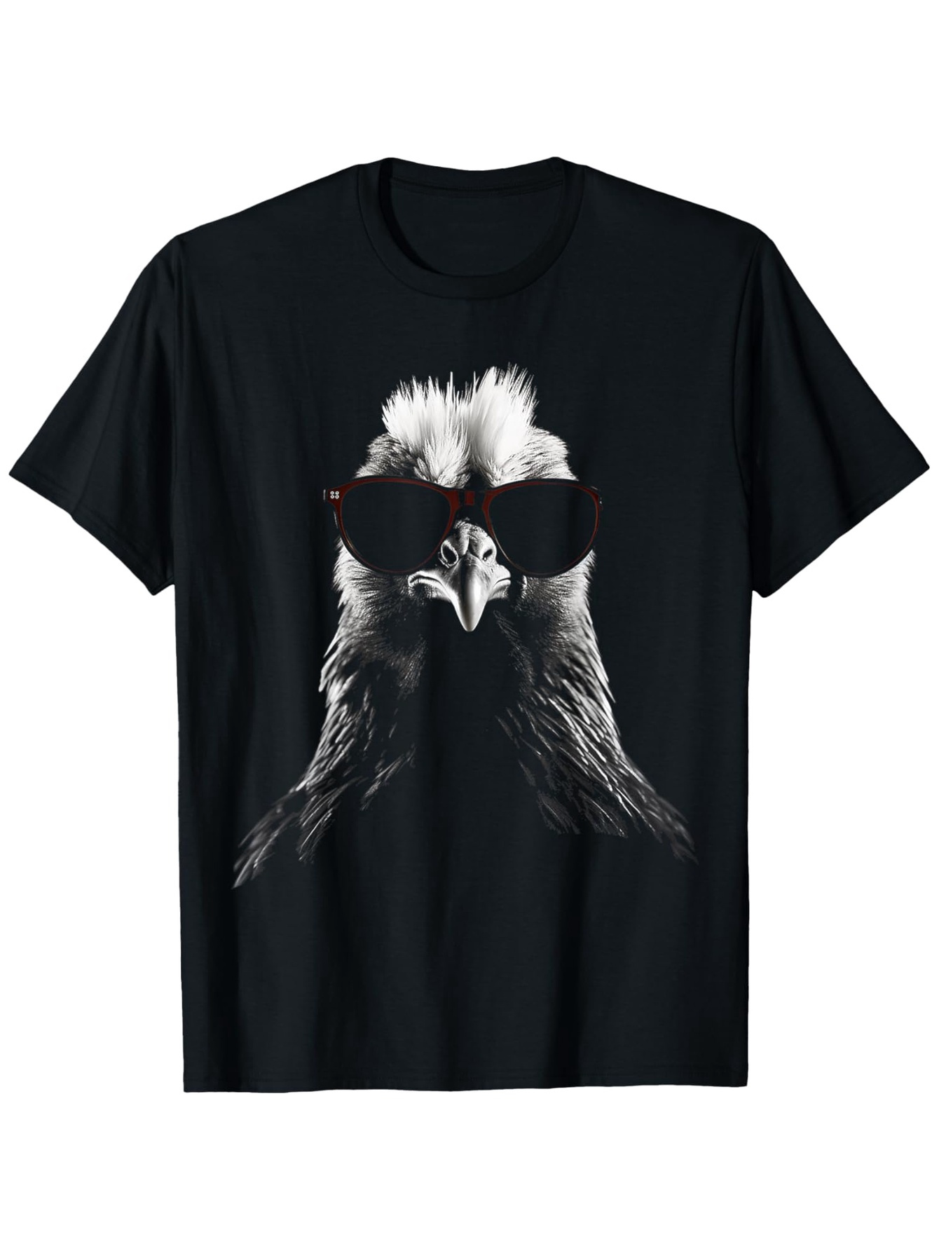 Men's Graphic T-Shirt Bold Rooster In Sunglasses With Sharp Monochrome Contrast Central Chicken