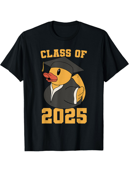 Men's Graphic T-Shirt Class Of 2025 Graduation Robe Duck With Yellow Beak And Black Hat