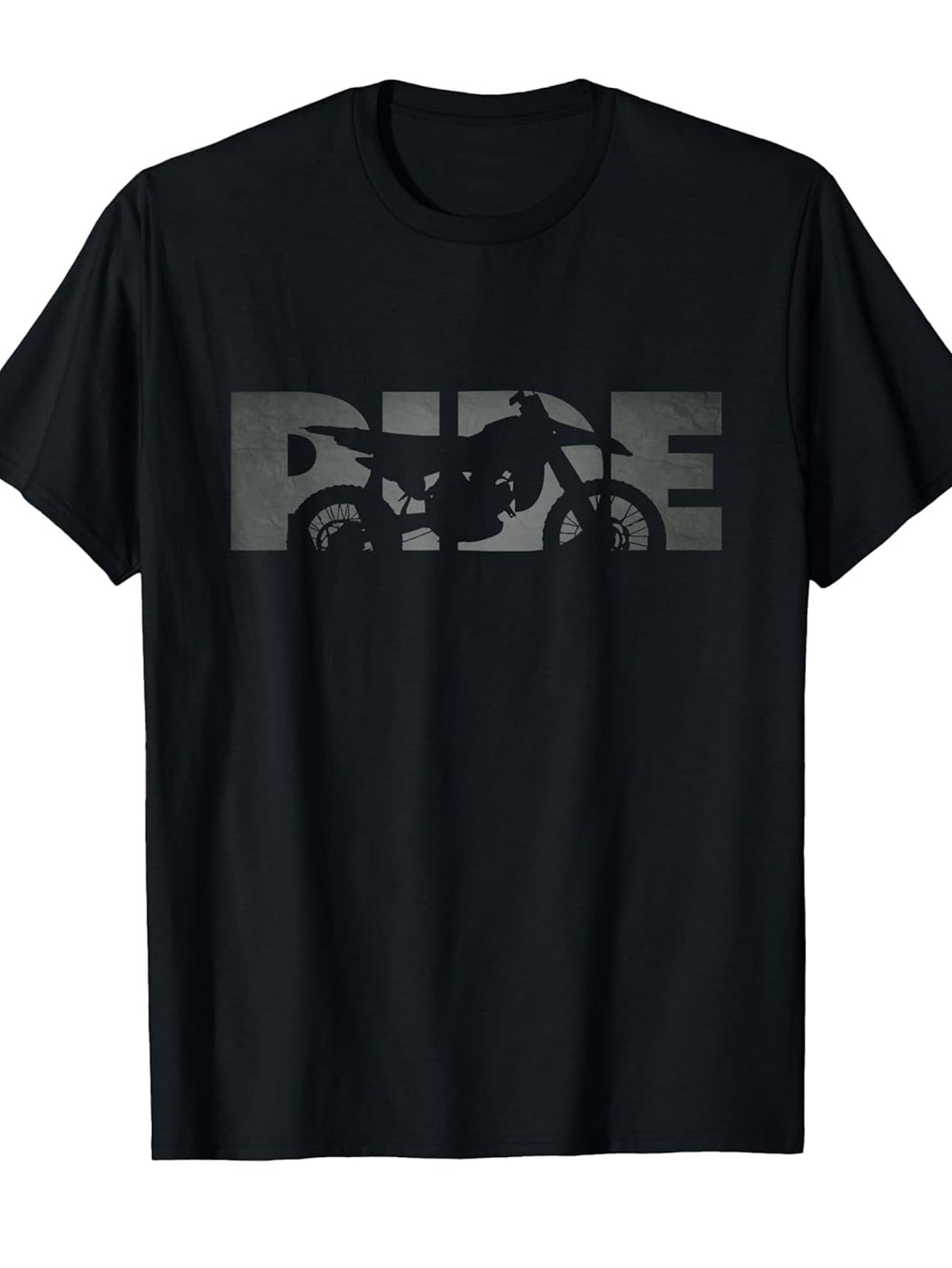 Men's Graphic T-Shirt Ride With Shadowed Motorcycle Silhouette Inside Bold Lettering
